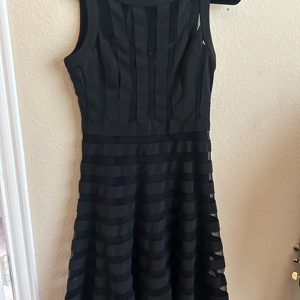 White House Black Market Striped Black Midi Dress